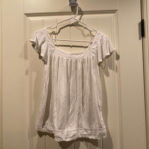H&M White Top with Flutter Sleeve